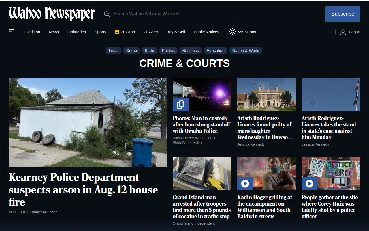 Saunders County Crime and Courts arrest record reporting source