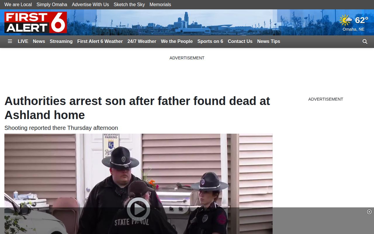 Saunders County Sheriff-attributed arrest record photo in WOWT Ashland news coverage
