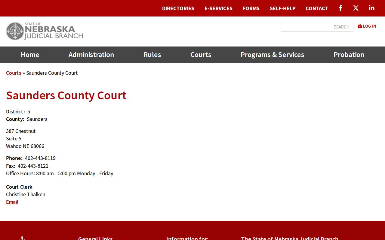 Saunders County court information for warrant and booking record checks